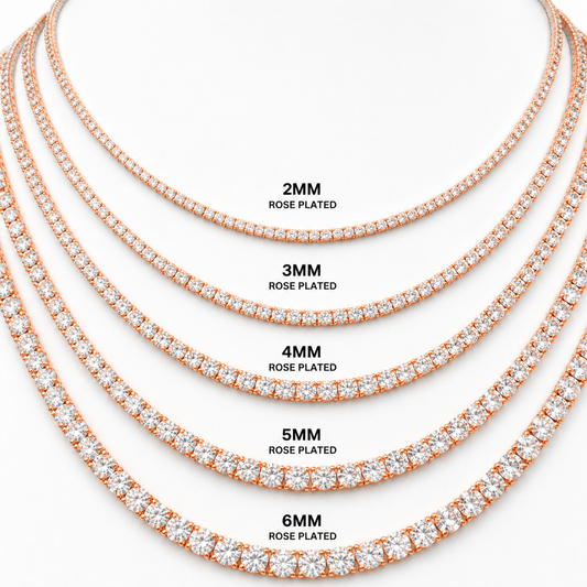 Moissanite tennis chain 5MM rose gold VVS D color GRA certified 925 silver women Atlanta Paradise Gems