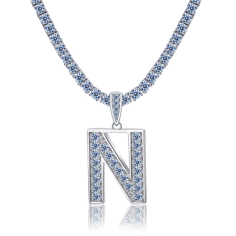 A-Z Letter initials - Alphabet charm with Moissanite VVS D Color with 925 Silver 1.00 CARAT | PASS DIAMOND TESTER!!!! WITH NECKLACE/WITHOUT NECKLACE