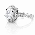 Side view Oval Moissanite Engagement Ring VVS D 925 Silver GRA Certified Ship from Atlanta 