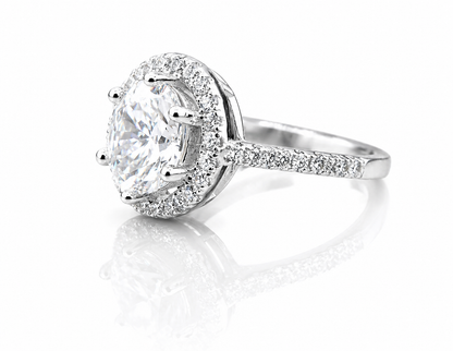 Side view Oval Moissanite Engagement Ring VVS D 925 Silver GRA Certified Ship from Atlanta 