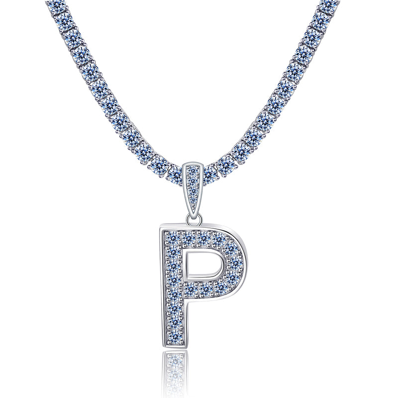 A-Z Letter initials - Alphabet charm with Moissanite VVS D Color with 925 Silver 1.00 CARAT | PASS DIAMOND TESTER!!!! WITH NECKLACE/WITHOUT NECKLACE