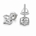 Moissanite princess cut stud earrings VVS D color GRA certified 925 silver screw back Atlanta