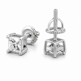 Moissanite princess cut stud earrings VVS D color GRA certified 925 silver screw back Atlanta