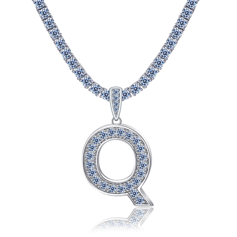 A-Z Letter initials - Alphabet charm with Moissanite VVS D Color with 925 Silver 1.00 CARAT | PASS DIAMOND TESTER!!!! WITH NECKLACE/WITHOUT NECKLACE