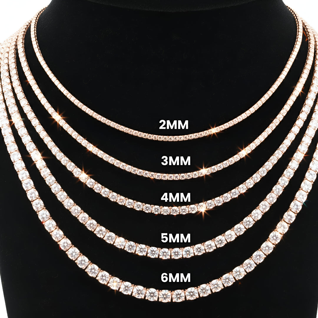 Moissanite Tennis Chain 3MM - 4MM | Rose Gold | 925 SILVER | VVS D COLOR | PASS DIAMOND TESTER!!!!