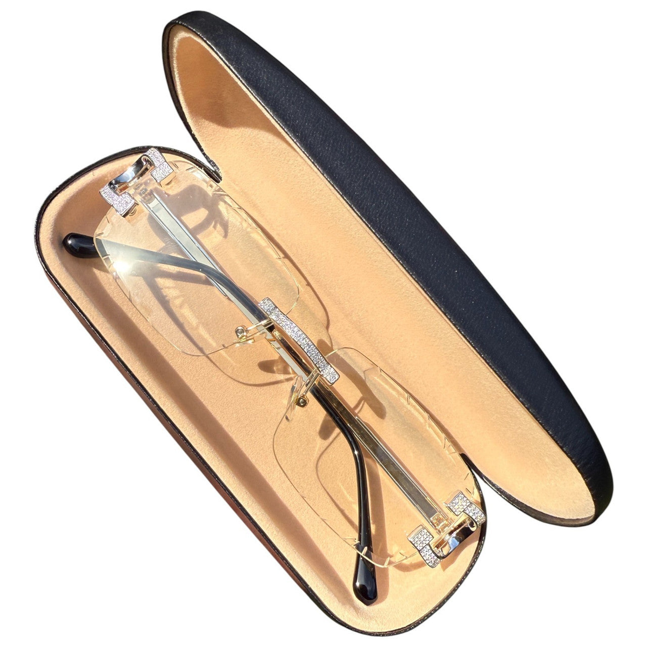 Real 925 Silver Big C VVS D MOISSANITE Clear Sunglasses - Iced Buffs Glasses