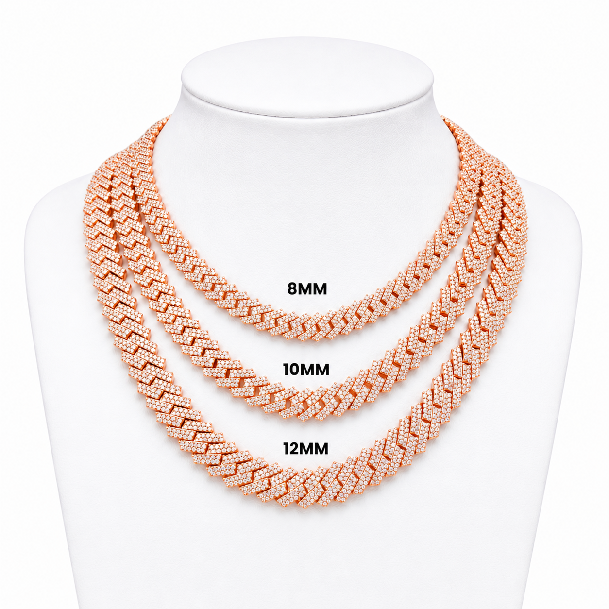 GRA certified moissanite Cuban link chain 10MM Rose Plating 925 silver VVS D color passes diamond tester men women Atlanta