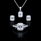 Emerald Cut Halo Style 4.00 carat Women's Moissanite Diamond VVS D Color 4-Piece S 925 Jewelry Set (Stud Earrings and Necklace and Ring)- PASS DIAMOND TESTER!!!