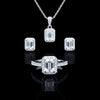 Emerald Cut Halo Style 4.00 carat Women's Moissanite Diamond VVS D Color 4-Piece S 925 Jewelry Set (Stud Earrings and Necklace and Ring)- PASS DIAMOND TESTER!!!