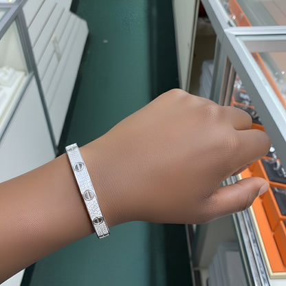 MOISSANITE Classic Love Bangle Bracelet - 925 Silver - 7.5"-8" - PASS DIAMOND TESTER