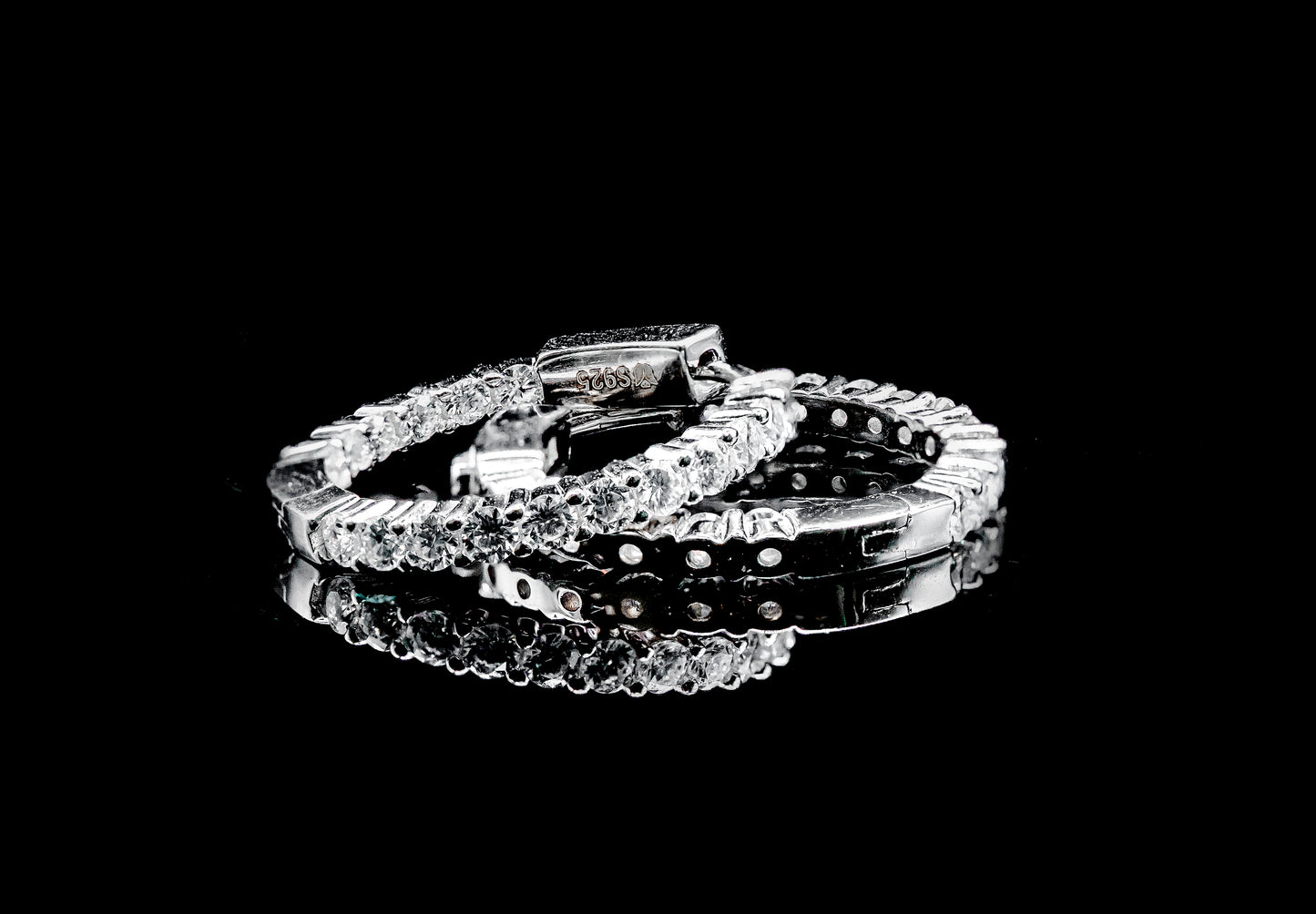 Moissanite Diamond VVS D Color Stunning Hoops Real Silver 925 - 25MM-45MM| PASS DIAMOND TESTER