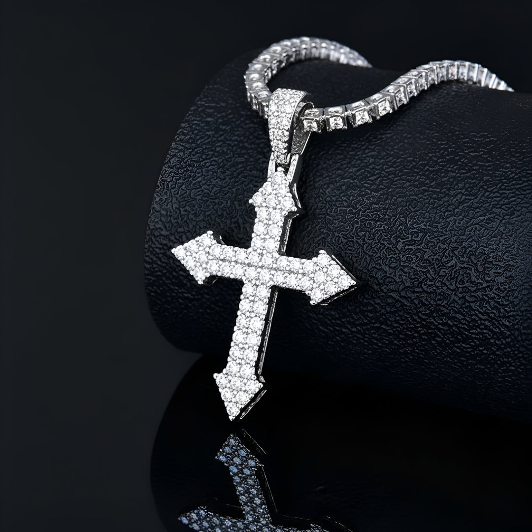 Cross Charm Hip Hop Style | Moissanite Diamond VVS D Color | 925 Silver |  PASS DIAMOND TESTER!!!