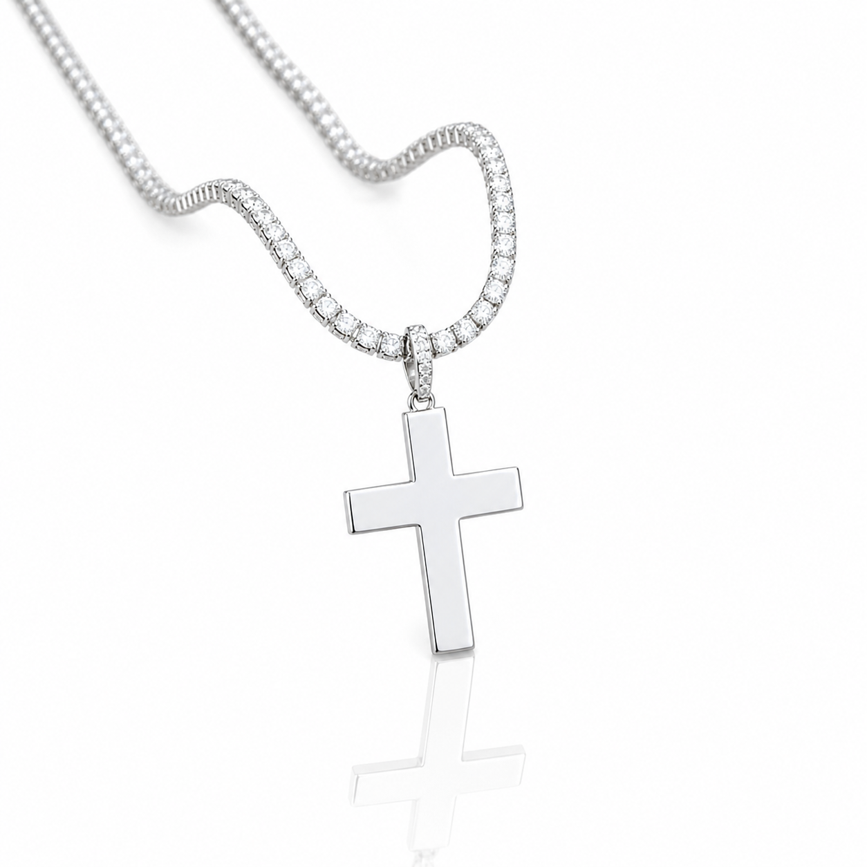 Moissanite Cross Pendant | 3.31ct VVS D Color | 11 Round Brilliant Stones | 925 Silver