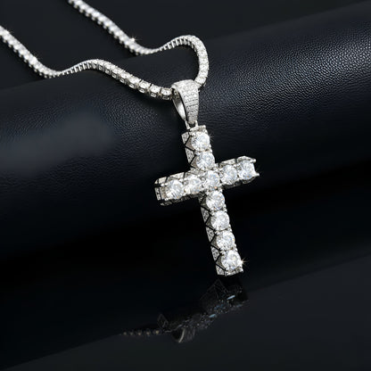 3D style Iced Out Cross Pendant Moissanite Diamond VVS D Color |925 Silver | PASS DIAMOND TESTER!!!