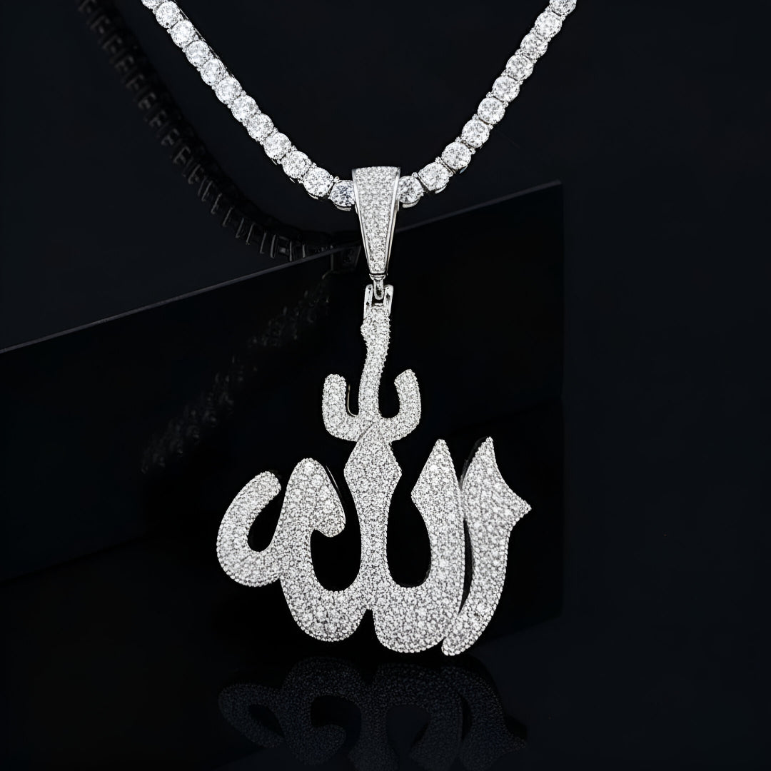 Allah Charm | Moissanite Diamond VVS D Color | 925 Silver | PASS DIAMOND TESTER!!!