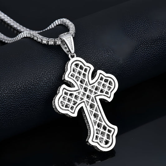 Baguette Gothic Tupac Cross Pendant | 925 Silver | VVS D Color Moissanite Diamond| PASS DIAMOND TESTER!!!
