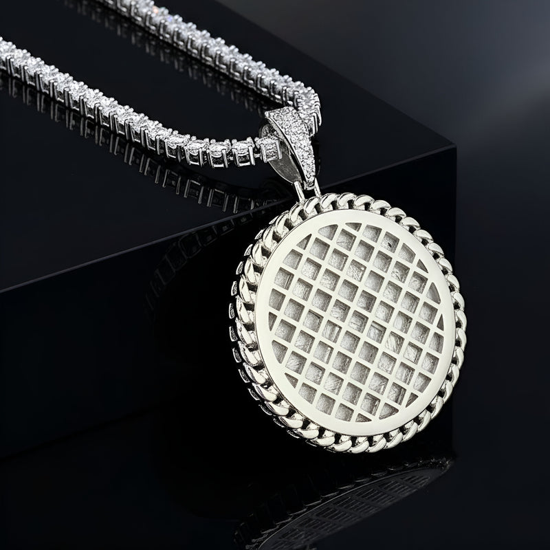 Custom Picture Pendant with Cuban Border style Moissanite Diamond VVS D Color | 14KT Gold Plated |925 Silver | PASS DIAMOND TESTER!!!