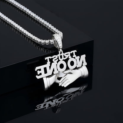 Trust No One Pendant Ice Out Mossanite Diamond VVS D Color | 925 Silver | Hip Hop Style | PASS DIAMOND TESTER!!!