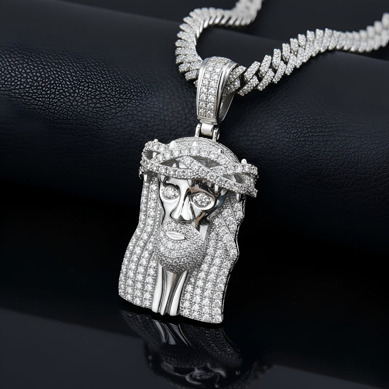 Ice out Hip-Hop Jesus Charm VVS D Color Moissanite | 14K Gold Plated - 925 silver | PASS DIAMOND TESTER!!!
