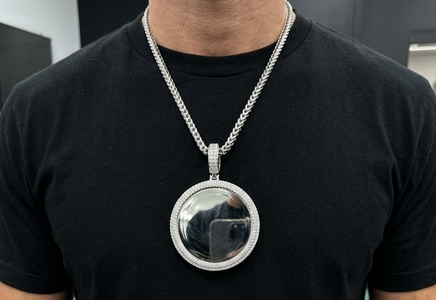 Custom Moissanite Photo Pendant | VVS D Color | 925 Silver | 35MM | Free Picture Fixing