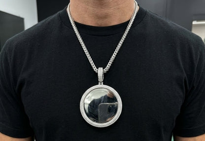 Custom Moissanite Photo Pendant | VVS D Color | 925 Silver | 35MM | Free Picture Fixing