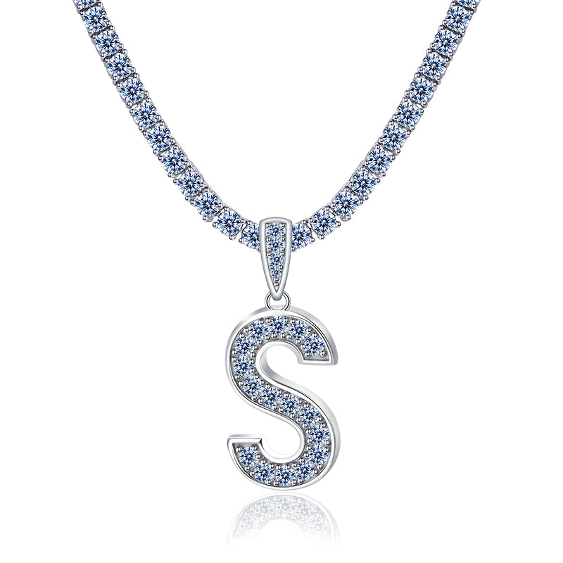 A-Z Letter initials - Alphabet charm with Moissanite VVS D Color with 925 Silver 1.00 CARAT | PASS DIAMOND TESTER!!!! WITH NECKLACE/WITHOUT NECKLACE