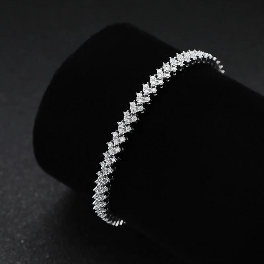 Full Real Round Moissanite Tennis Bracelet Heart Shape Chain 925 Sterling GRA