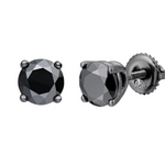 Mens black moissanite solitaire stud earrings 5.5-7.5MM GRA certified 925 silver screw back Atlanta