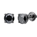 Mens black moissanite solitaire stud earrings 5.5-7.5MM GRA certified 925 silver screw back Atlanta