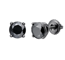 Mens black moissanite solitaire stud earrings 5.5-7.5MM GRA certified 925 silver screw back Atlanta