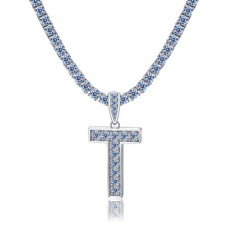 A-Z Letter initials - Alphabet charm with Moissanite VVS D Color with 925 Silver 1.00 CARAT | PASS DIAMOND TESTER!!!! WITH NECKLACE/WITHOUT NECKLACE