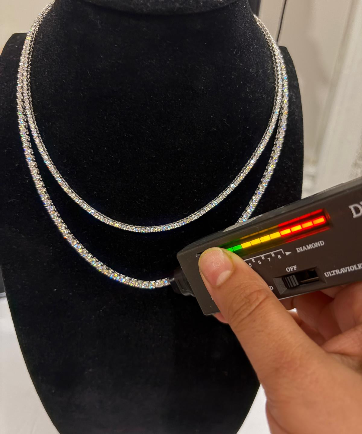 Moissanite Tennis Chain passing diamond tester, 925 sterling silver.