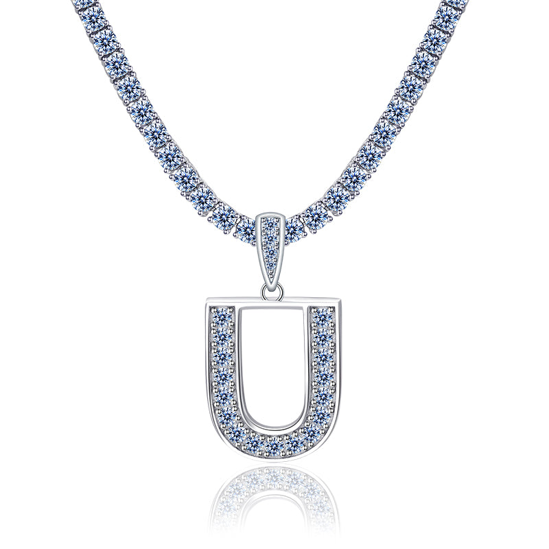 A-Z Letter initials - Alphabet charm with Moissanite VVS D Color with 925 Silver 1.00 CARAT | PASS DIAMOND TESTER!!!! WITH NECKLACE/WITHOUT NECKLACE