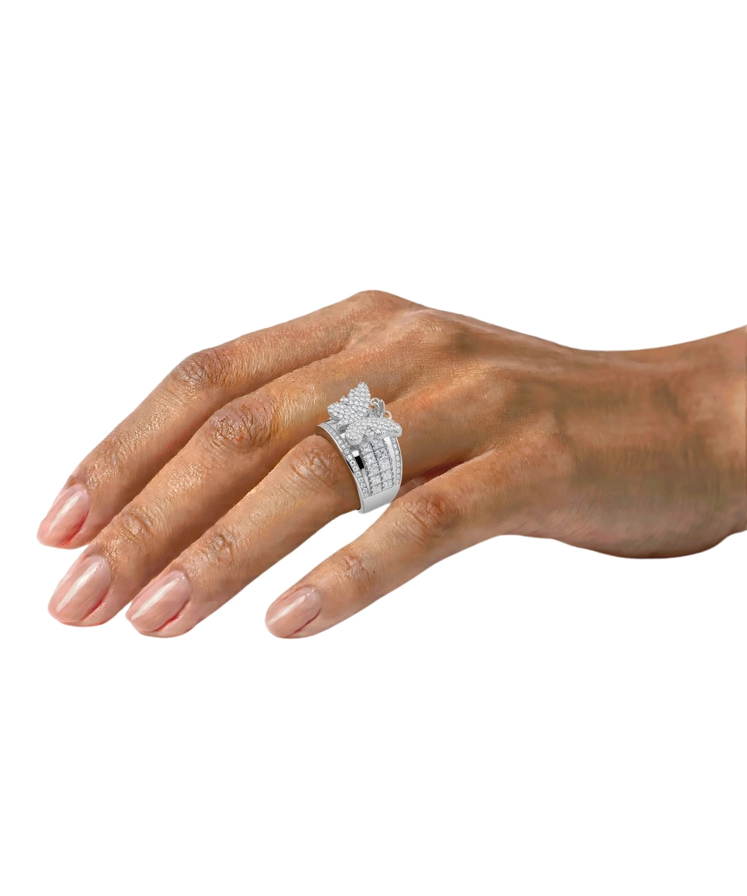 Moissanite Butterfly Ring 14K White Gold