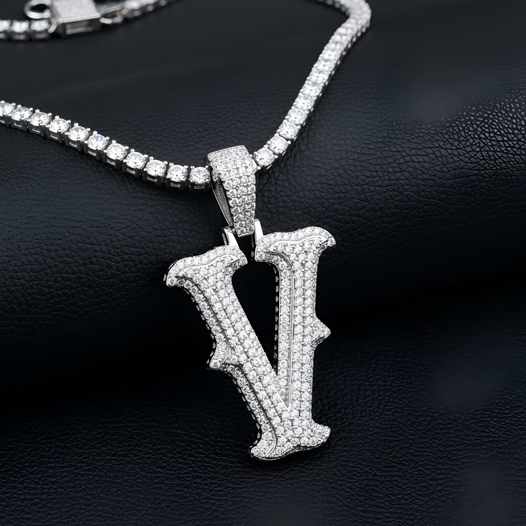 A-Z Letter Initials Round Style - Alphabet charm with Moissanite Diamond VVS D Color with 925 Silver 2.50 CARAT | PASSES DIAMOND TESTER! !