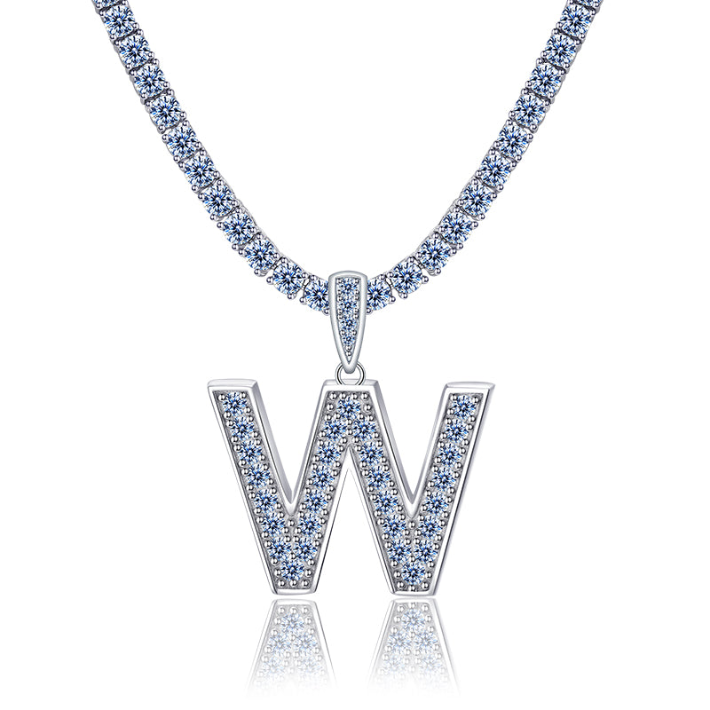 A-Z Letter initials - Alphabet charm with Moissanite VVS D Color with 925 Silver 1.00 CARAT | PASS DIAMOND TESTER!!!! WITH NECKLACE/WITHOUT NECKLACE