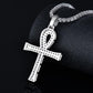 Moissanite VVS D color Diamond Ankh Cross Pendant | 925 Silver Diamond Ankh Pendant | PASS DIAMOND TESTER!!!