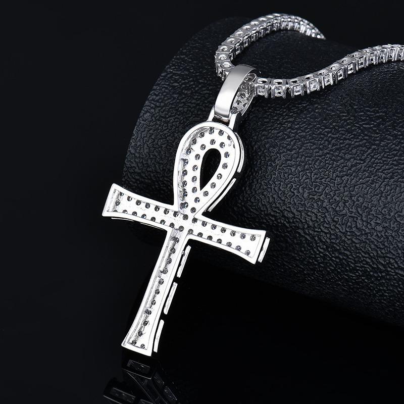 Moissanite VVS D color Diamond Ankh Cross Pendant | 925 Silver Diamond Ankh Pendant | PASS DIAMOND TESTER!!!