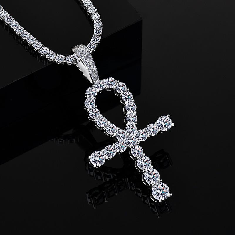 Fully Iced Out Ankh Pendant Moissanite Diamond VVS D Color | 925 silver | PASS DIAMOND TESTER!!!