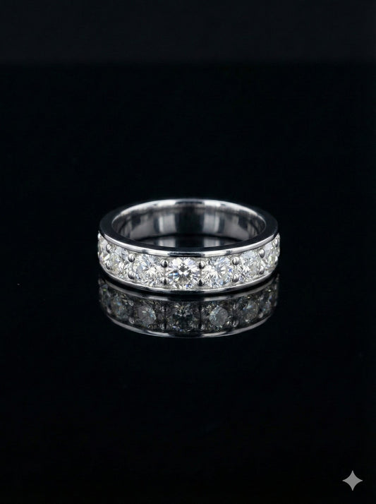 Moissanite Diamond VVS D Color single row big stones half wedding band for mens with 925 silvers  PASS DIAMOND TESTER!!!