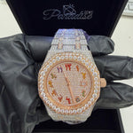 44MM two tone rose gold silver bust down moissanite watch VVS D color GRA certified – Paradise Gems Atlanta