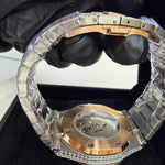44MM two tone rose gold moissanite watch bezel iced out VVS D color – Paradise Gems Atlanta