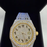 44MM two tone gold silver bust down moissanite watch VVS D color GRA certified – Paradise Gems Atlanta