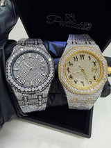 44MM Bust Down Moissanite Watch | 44MM | BLACK | ICED OUT