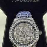 44MM bust down moissanite watch black diamond accents VVS D color GRA certified – Paradise Gems Atlanta