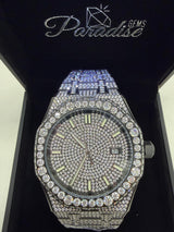 44MM Bust Down Moissanite Watch | 44MM | BLACK | ICED OUT