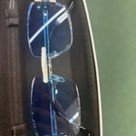 Moissanite blue rimless sunglasses 2 carat micro pave VVS D color 925 sterling silver GRA certified – Paradise Gems Atlanta