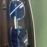 Moissanite blue rimless sunglasses 2 carat micro pave VVS D color 925 sterling silver GRA certified – Paradise Gems Atlanta