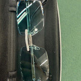 Moissanite rimless green lens sunglasses VVS D color 925 sterling silver GRA certified – Paradise Gems Atlanta