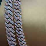 Two Tone Moissanite Cuban Chain Rose White
